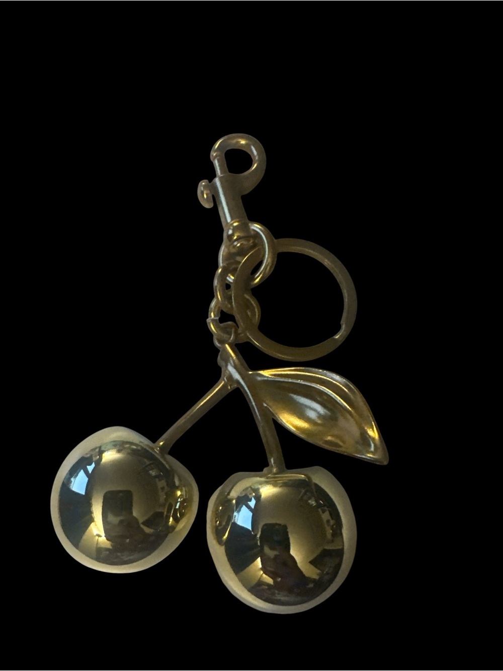 Gold-tone Cherry Keychain/Bag Charm